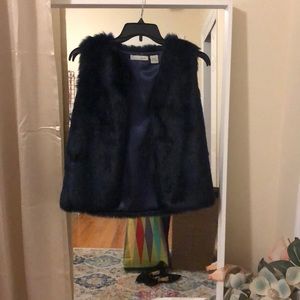 Blue-Black Vintage Fur Jacket